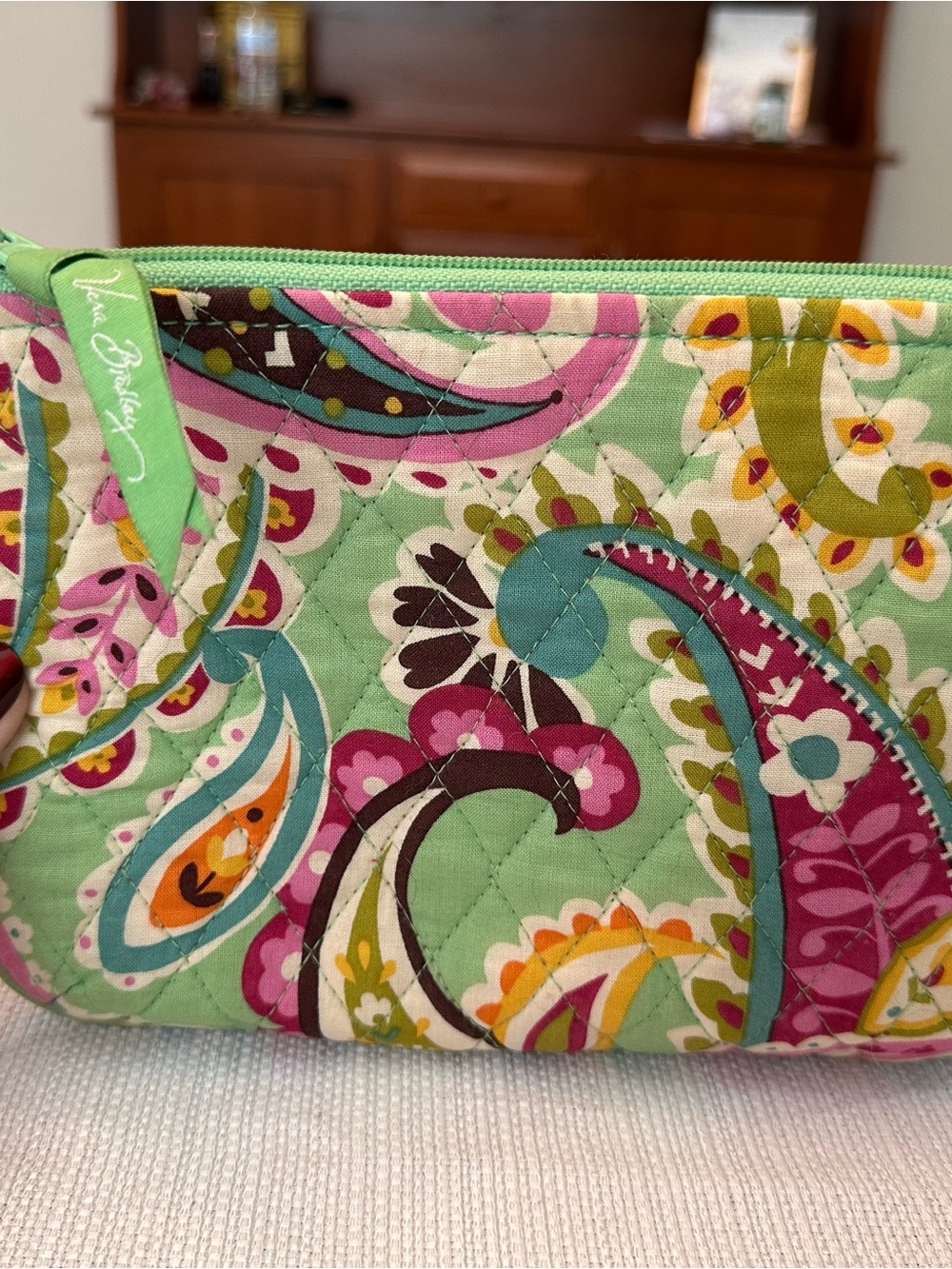 Vera Bradley Quilted Paisley Cosmetic or Money Pouch in Mint, Pink, Turquoise